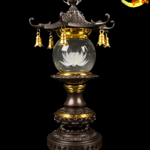 Đèn Cầu Liên Hoa Mái Chùa Kim Loại Đồng