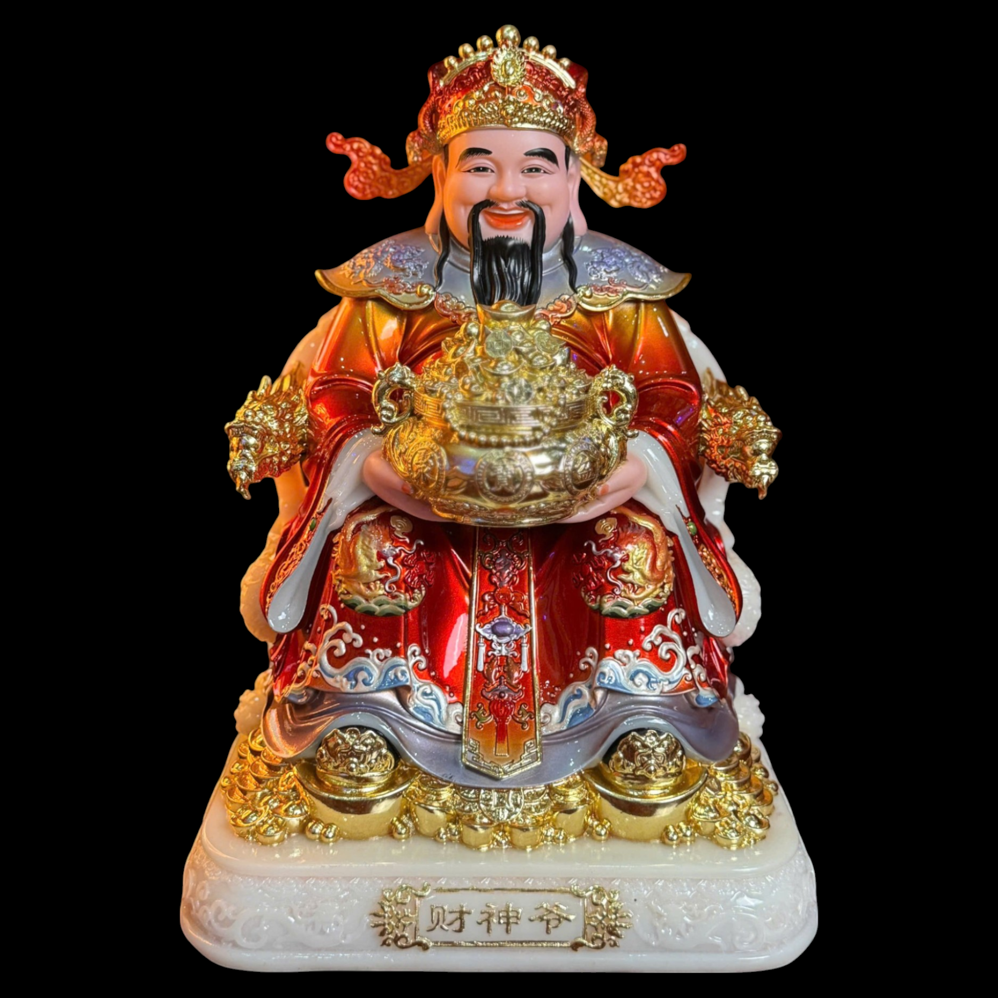 Tượng Thần Tiền Bằng Bột Đá Vẽ Sơn Màu Đỏ