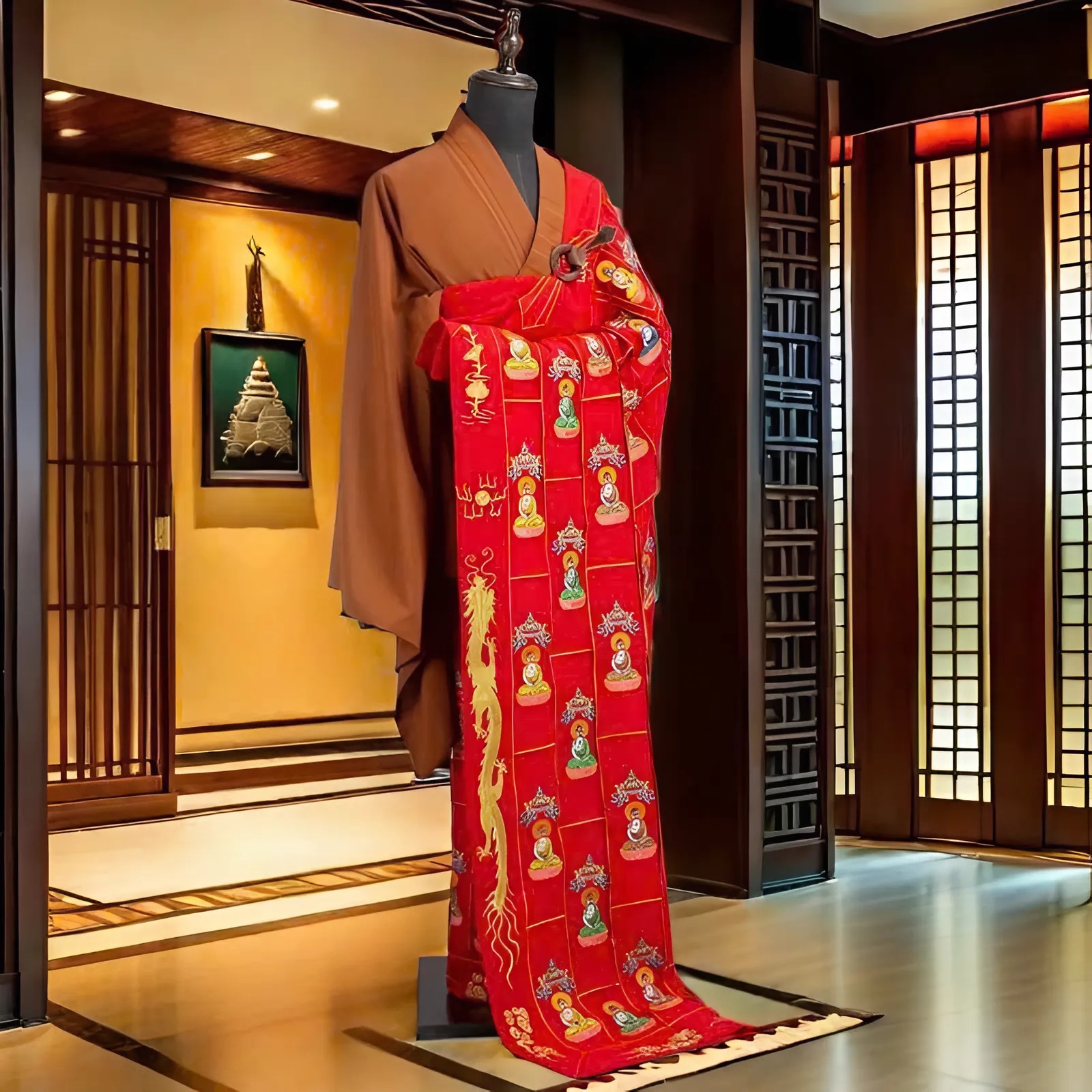 Áo Cà Sa Hình Phật Thiết Kế Truyền Thống – Trang Phục Lễ Phục Sang Trọng