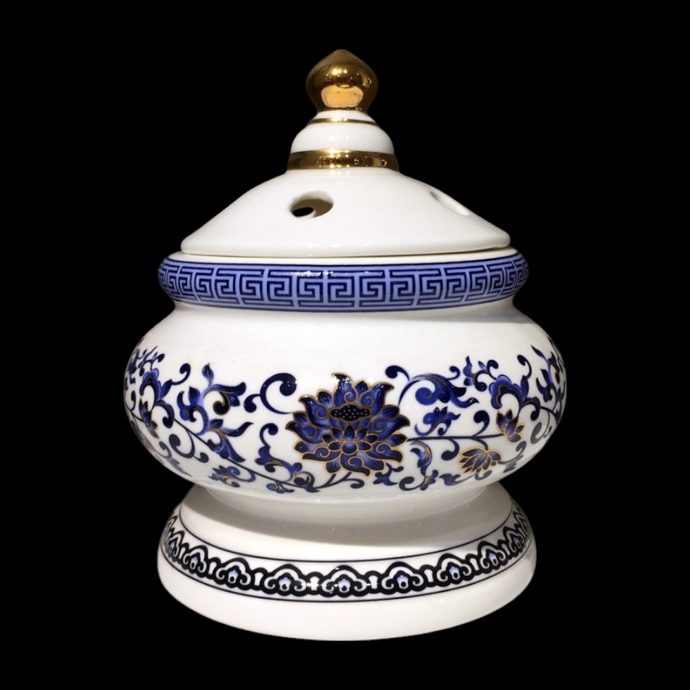 Lư Trầm Sứ Hoa Sen Xanh Men Lam Đẹp Mắt - Tinh Tế Cho Không Gian Thờ Tự - Ảnh 5