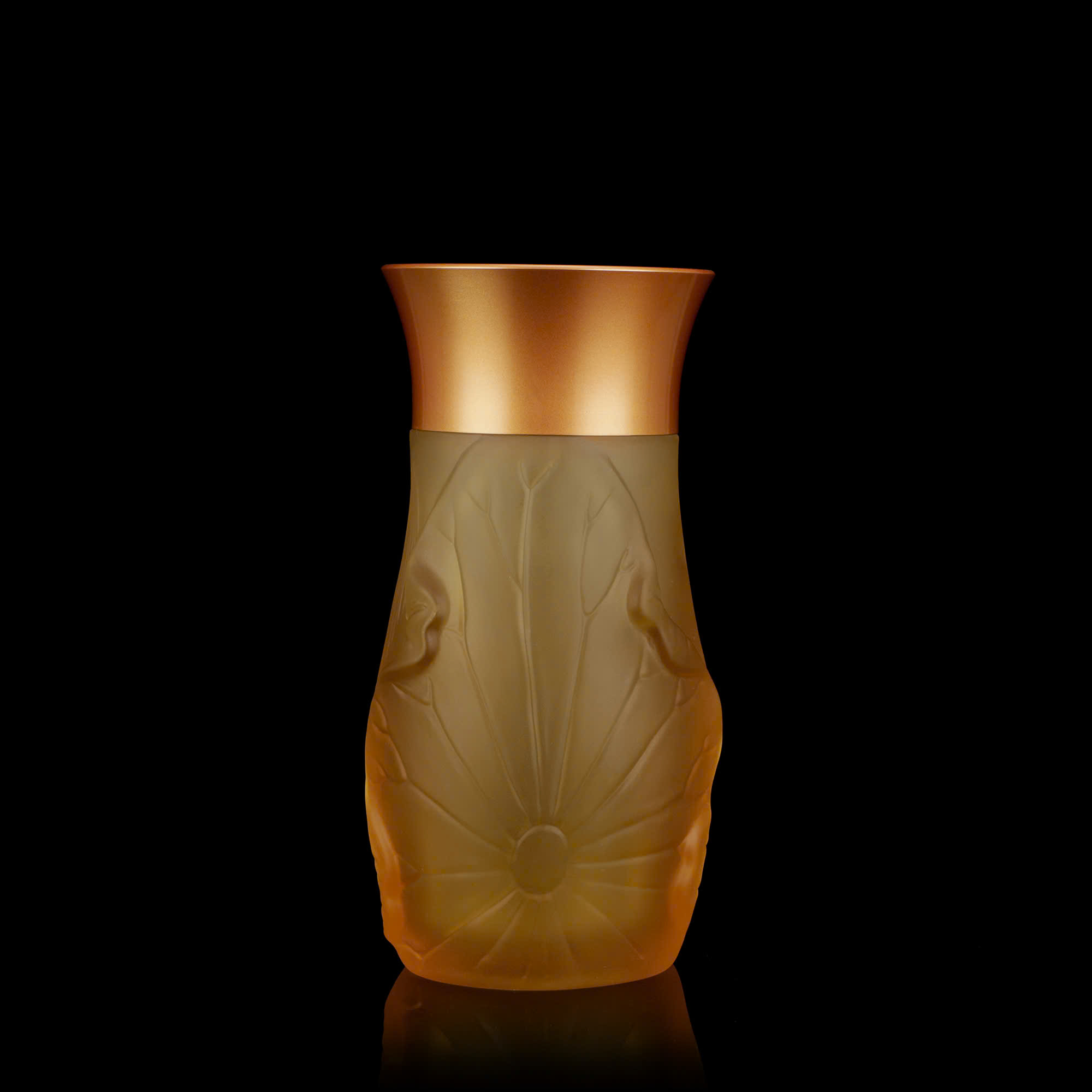 Lọ Hoa Lá Sen Lưu Ly Miệng Đồng Cao Cấp