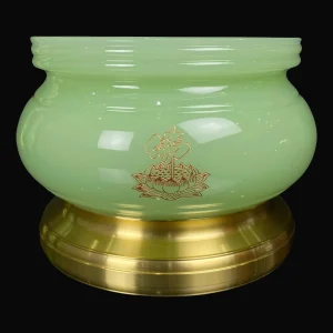 Alternative view of Bát Hương Bằng Đá Ngọc Xanh Khắc Hình Hoa Sen Chữ Phật Không Lá