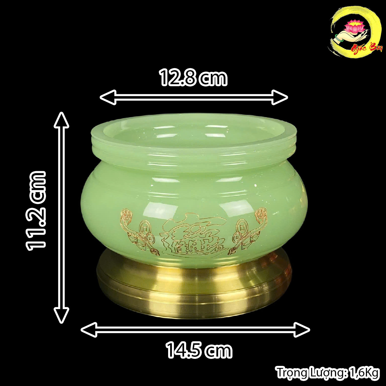 Bát Hương Bằng Đá Ngọc Xanh Khắc Hình Chiêu Tài - Ảnh 9