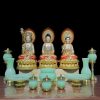 Bộ Đồ Thờ Bằng Đá Ngọc Xanh Trơn Cao Cấp