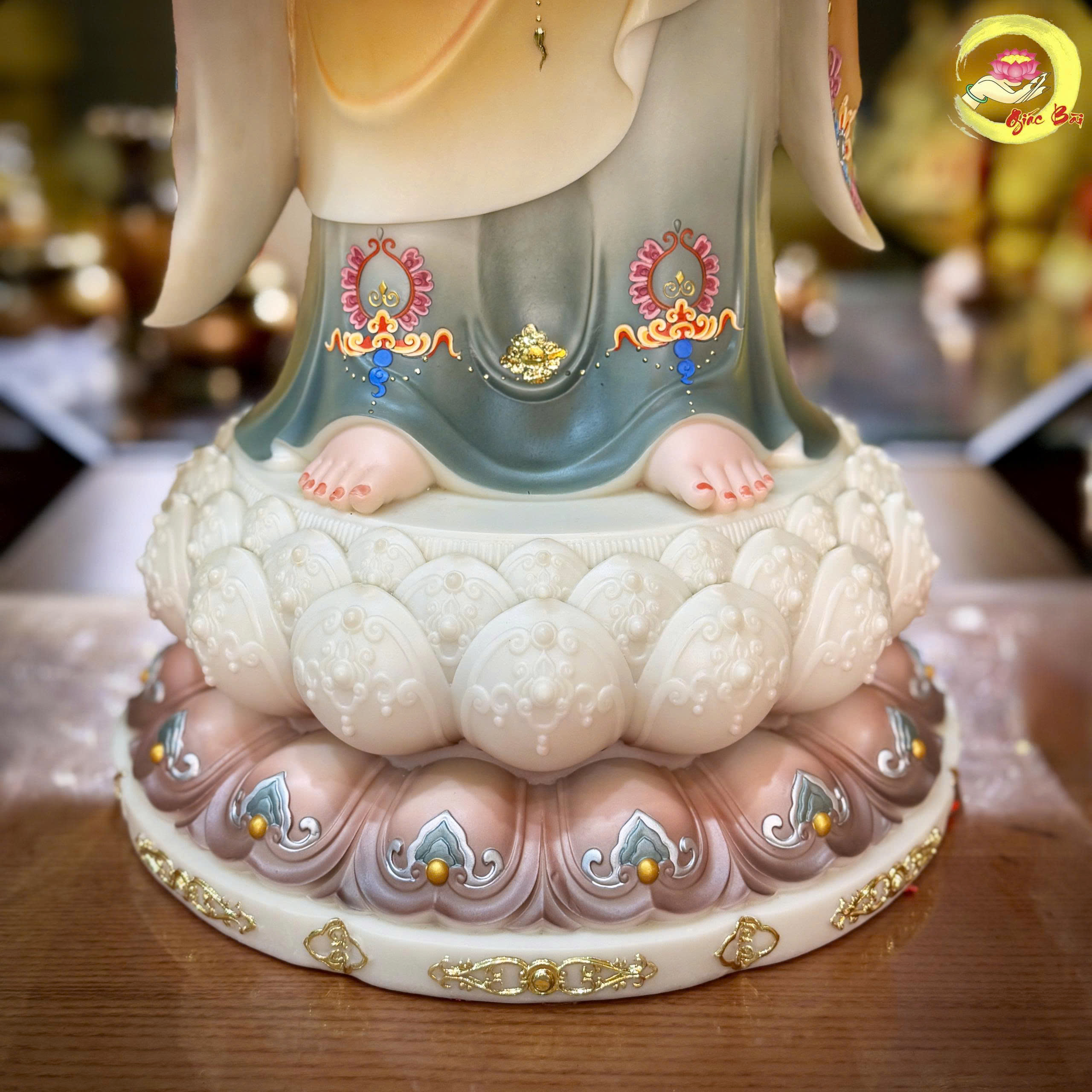 Bộ Tượng Tây Phương Tam Thánh Đứng Bằng Bột Đá Sơn Màu - Ảnh 8