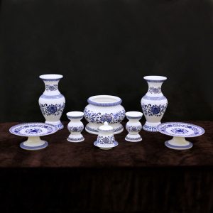 Bộ Đồ Thờ Sứ Trắng Sen Xanh Cao Cấp