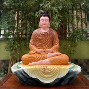 Alternative view of Tượng Phật Thích Ca Thành Đạo Ngồi Bằng Bột Đá Sơn Nâu Cổ Kích Thước 36 Inch